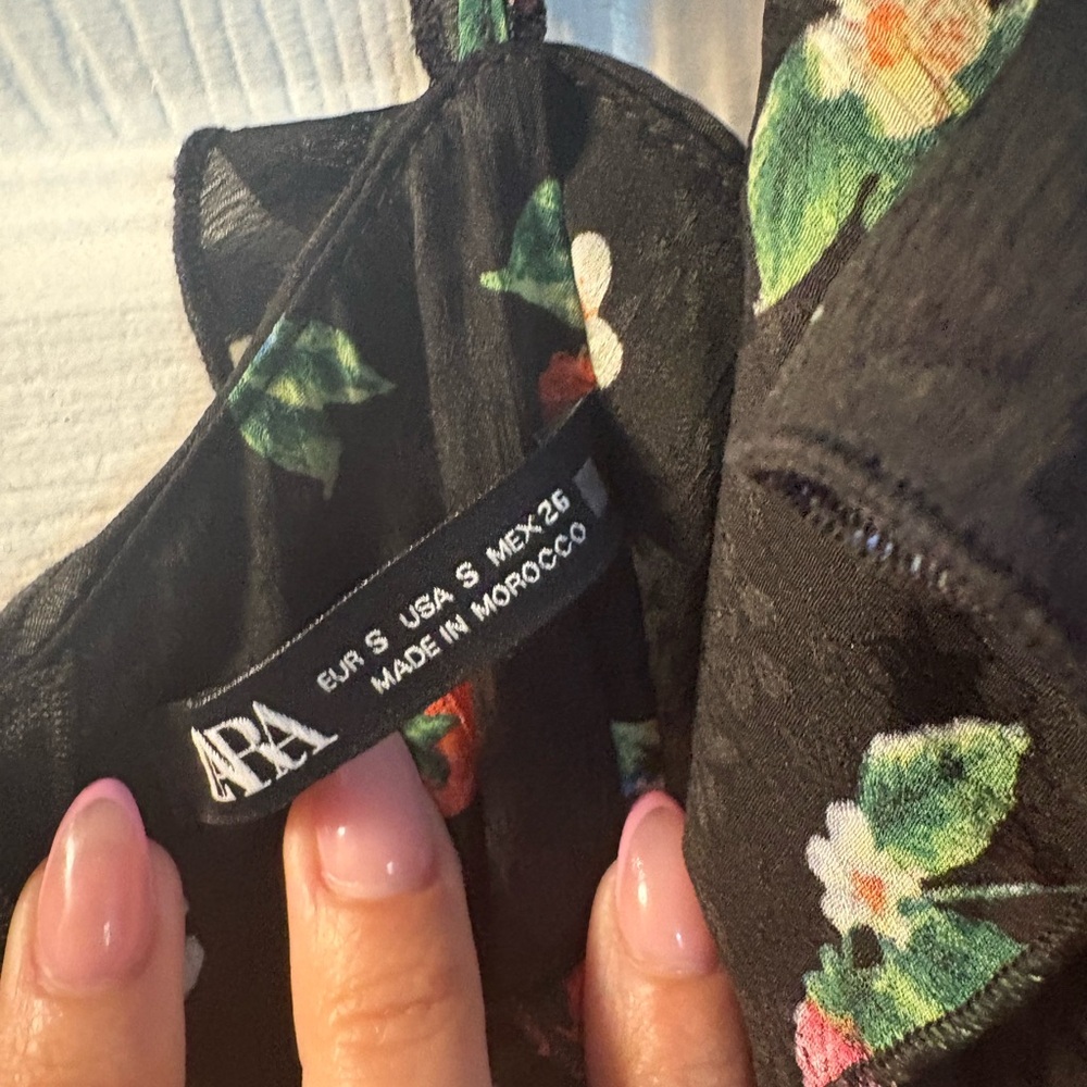 Zara Black Dress with Floral Pattern - Picture 2 of 2